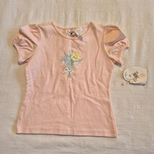Hartstrings girls size 6X pink shirt sleeve shirt, flower print, NWT